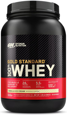 Optimum Nutrition Gold Standard 100% Whey Protein Powder, Vanilla Ice Cream, 2 Pound (Packaging May Vary)2 Pound (Pack Of 1)