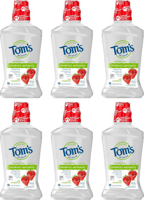 Tom'S Of Maine Children'S Anticavity Fluoride Rinse Mouthwash, Silly Strawberry, 16 Fl Oz (Pack Of 6) (Packaging May Vary)