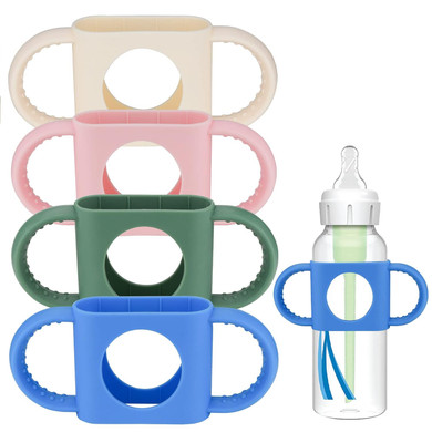 Bottle Handles For Dr Brown Bottles, 4 Pack Baby Bottle Holder For Dr Brown 8Oz Narrow Bottles And Wide-Neck Bottles, Natural Food Grade Silicone, Bpa Free, Dishwasher Safe, Baby Grasp Teachingblue Pink Green White