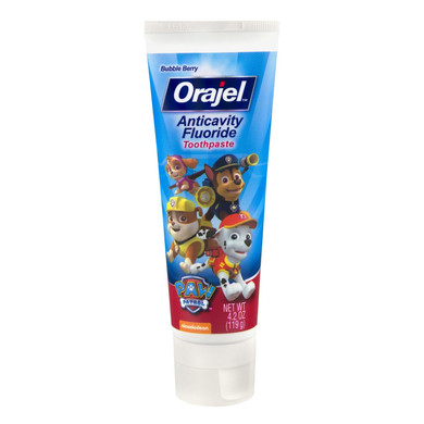 Orajel Kids Paw Patrol Anti-Cavity Fluoride Toothpaste, Natural Fruity Bubble Flavor, 4.2Oz Tube