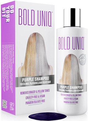 Bold Uniq Purple Toning Shampoo & Conditioner Set - For Blonde, Platinum, Ash, Bleached, Grey, Ash & Silver Hair - Eliminates Brassy, Yellow Tones - Vegan, Paraben & Sulphate Free - 8 Fl Oz Each