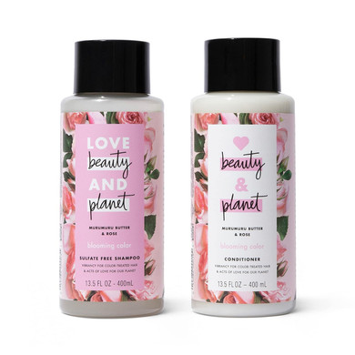 Love Beauty And Planet Shampoo & Conditioner Murumuru Butter & Rose 2 Count For Color-Treated Hair Shampoo And Conditioner Silicone Free, Paraben Free And Vegan 13.5 Oz