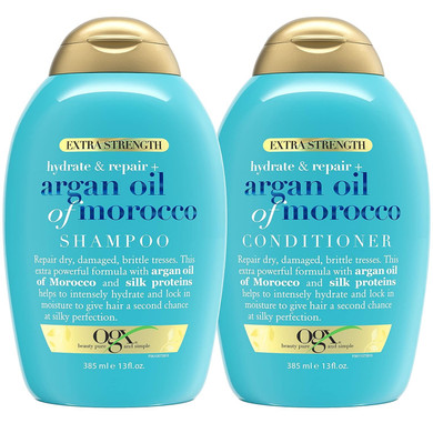 Ogx Extra Strength Hydrate & Repair + Argan Oil Of Morocco Shampoo & Conditioner Set, 13 Fl Oz (Pack Of 2)