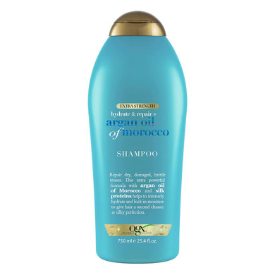 Ogx Extra Strength Hydrate & Repair + Argan Oil Of Morocco Shampoo For Dry, Damaged Hair, Cold-Pressed Argan Oil To Moisturize & Smooth, Paraben-Free, Sulfate-Free Surfactants, 25.4 Fl Oz
