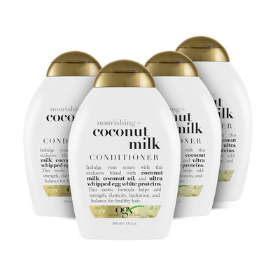 Ogx Nourishing + Coconut Milk Moisturizing Conditioner For Strong & Healthy Hair, With Coconut Milk, Coconut Oil & Egg White Protein, Paraben-Free, Sulfate-Free Surfactants, 13 Oz (Pack Of 4)