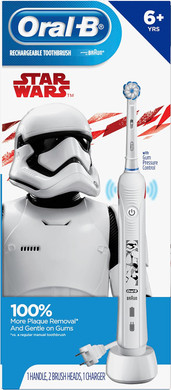 Oral-B Electric Toothbrush With Replacement Brush Heads, Featuring Star Wars, For Kids 6+White, Blue, Black3 Piece Set