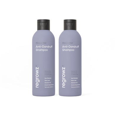 Regrowz Anti Dandruff Shampoo 7.6Fl Oz - Pack Of 2 - For Dry, Itchy Scalp - Itch Relief Treatment & Removes Flakes - Moisturises For Healthy Vibrant Hair