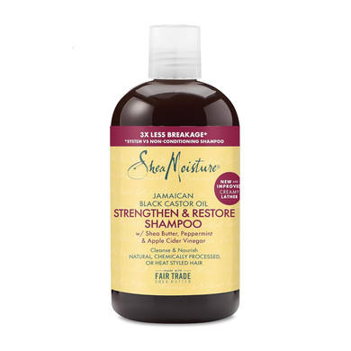 Sheamoisture Strengthen And Restore Shampoo For Damaged Hair 100% Pure Jamaican Black Castor Oil Cleanse And Nourish 13 Oz