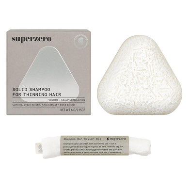 Superzero Thinning Hair Solid Shampoo Bar - Strengthening & Scalp Stimulating, Made With Clean & Organic Ingredients, Sulfate-Free, Cruelty-Free & Vegan