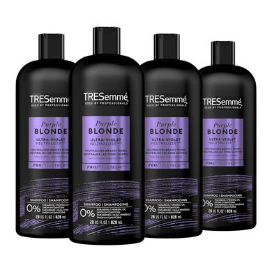 Tresemme Purple Blonde Shampoo 4 Count For Blonde Hair & Silver Hair Formulated With Ultra-Violet Neutralizer Technology 28 Oz