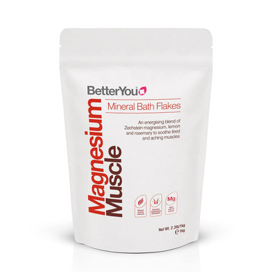 BetterYou Magnesium Muscle Bath Flakes - Mineral Bath Salts for Muscle Recovery - Post-Workout Soak for Sore Muscles - Natural Magnesium - 2.3 lb