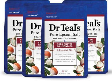 Dr Teal'S Pure Epsom Salt, Shea Butter & Almond, 3 Lbs (Pack Of 4) (Packaging May Vary)3.00 Pound (Pack Of 4)