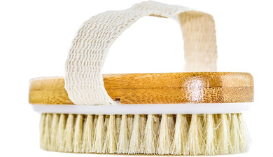 Hand Size Dry Brushing Body Brush - Face, Foot, Leg Exfoliator - Skin Tightening Cellulite Massager For Thighs - Natural Bristle Scrubber For Exfoliating Dead Skin & Lymphatic Drainage