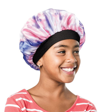 Red By Kiss Kids Satin Bonnet With Wide Band, Sleep Cap For Kids, Bonnet For Boys And Girls (Orange/Blue)