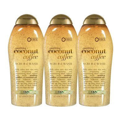Ogx Smoothing + Coconut Coffee Exfoliating Body Scrub With Arabica Coffee & Coconut Oil, Moisturizing Body Wash For Dry Skin, Paraben-Free With Sulfate-Free Surfactants, 19.5 Fl Oz (Pack Of 3)19.5 Fl Oz (Pack Of 3)