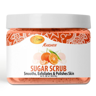 Spa Redi  Sugar Body Scrub, Mandarin, 16 Oz, Exfoliating, Moisturizing, Hydrating And Nourishing, Glow, Polish, Smooth And Fresh Skin - Body Exfoliator