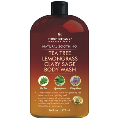 All Natural Body Wash - Fights Body Odor, Athleteã¢ÂS Foot, Jock Itch, Nail Issues, Dandruff, Acne, Eczema, Shower Gel For Women & Men, Skin Cleanser -16 Fl Oz (Tea Tree, Lemon Grass, Clary Sage)