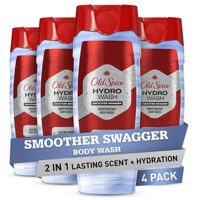 Old Spice Hydro Body Wash For Men, Smoother Swagger Scent, Hardest Working Collection, 16 Ounce (Pack Of 4)