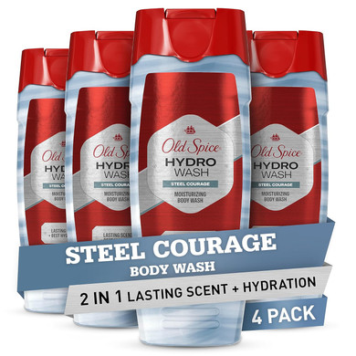 Old Spice Hydro Body Wash Hardest Working Collection Steel Courage, 16 Fl Oz (Pack Of 4)