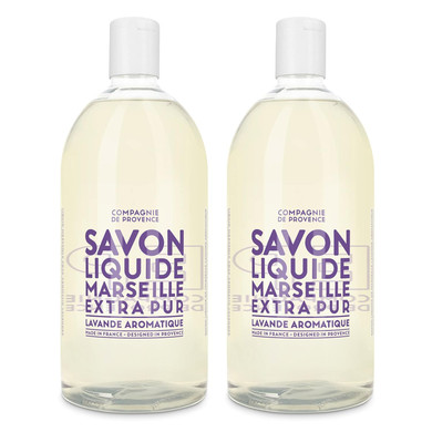 Compagnie De Provence Savon De Marseille Extra Pure Liquid Soap - Aromatic Lavender - Bulk 67.6 Fl Oz Plastic Bottle Refill