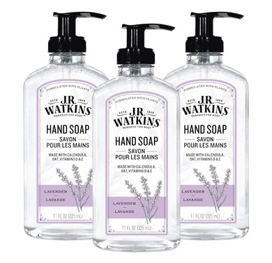 J.R. Watkins Gel Hand Soap, Scented Liquid Hand Wash For Bathroom Orkitchen, Usa Made And Cruelty Free, 11 Fl Oz, Lavender, 3 Pack