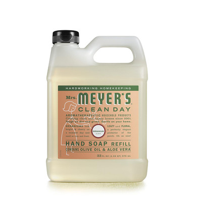 Mrs. Meyer'S Hand Soap Refill, Made With Essential Oils, Biodegradable Formula, Geranium, 33 Fl. Oz