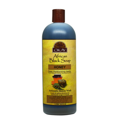 Okay | African Black Soap Liquid With Honey | For All Skin Types | Deep Moisturizing Healer | Nourishing Beauty Wash | Free Of Sulfate, Silicone & Paraben | 33 Oz
