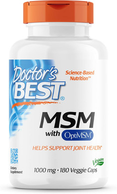 Doctor'S Best Msm With Optimsm, Joint Support, Immune System, Antioxidant And Protein-Building Role, Non-Gmo, Gluten Free, 1000 Mg, 180 Veggie Caps