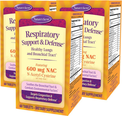 Nature'S Secret Respiratory Support & Defense Promotes Healthy Lungs & Bronchial Tract - Natural Soothing 14 Botanical Blend Combats Environmental Factors With Nac, Fenugreek & More - 60 Tablets