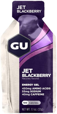 Gu Energy Original Sports Nutrition Energy Gel, 24-Count, Jet Blackberry