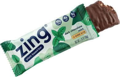 Zing Bars Plant Based Protein Bar, Dark Chocolate Mint Nutrition Bar, 10G Protein 5G Fiber, Vegan, Gluten Free, Soy Free, Non Gmo, 12 Count