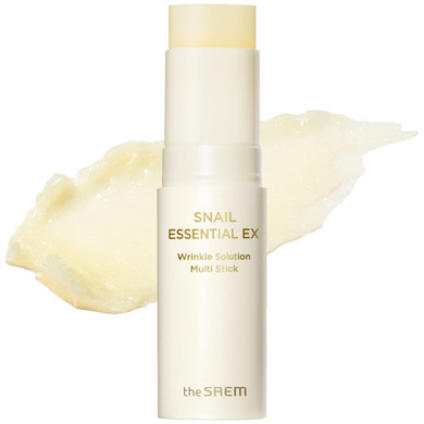 Thesaem Snail Essential Ex Wrinkle Solution Multi-Purpose Balm Stick  Anti Aging & Moisturizing  Face & Eye Treatment  With Snail Collagen & Honey For Moist Glow, 0.4Oz