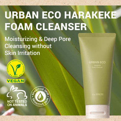 Thesaem Urban Eco Harakeke Foam Cleanser 5.07 Oz.  Vegan Moisturizing Face Wash For Dry Skin - With Harakeke Extract And Hyaluronic Acid - Deep Pore Cleansing - Texture Refinement