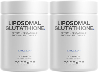 Codeage Liposomal Glutathione Supplement - Pure Reduced Setria L Glutathione Skin - Nano Encapsulated Glutathione Powder Pills - Phospholipids - Antioxidant Complex - Vegan, Non-Gmo - 2 Pack60 Count (Pack Of 2)