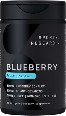 Sports Research Whole Fruit Blueberry Concentrate Made From Organic Blueberries - Non-Gmo & Gluten Free (60 Liquid Softgels)
