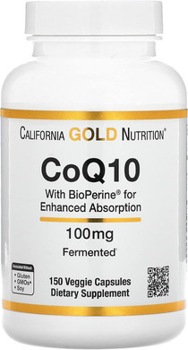 Coq10 By California Gold Nutrition - Usp-Verified, Fermented Coenzyme Q10 With Bioperine - Mitochondrial Support - Vegan Friendly - Gluten Free, Non-Gmo - 100 Mg - 150 Veggie Capsules