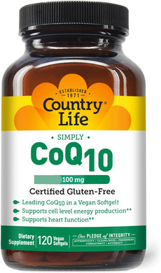 Country Life Simply Coq10, Supports Heart Function, 100Mg, 120 Softgels, Certified Gluten Free, Certified Vegan120 Count (Pack Of 1)