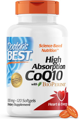 Doctor'S Best High Absorption Coq10 With Bioperine, Gluten Free, Naturally Fermented, Heart Health, Energy Production, 100 Mg, 120 Count120 Count (Pack Of 1)