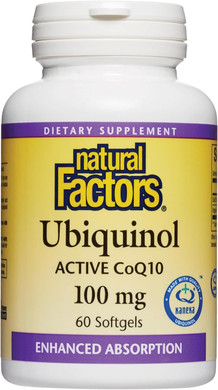 Natural Factors, Ubiquinol Active Coq10 100 Mg, High-Absorption Coenzyme Q10 Supplement For Energy, Heart And Cognitive Support, 100Mg, 60 Count (Pack Of 1)60 Count (Pack Of 1)