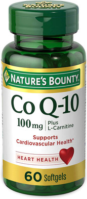 Nature's Bounty CoQ10, Dietary Supplement, Supports Heart Health, 100mg Plus L-Carnitine, 60 Softgels