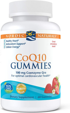 Nordic Naturals Coq10 Gummies, Strawberry - 60 Gummies - 100 Mg Coenzyme Q10 (Coq10) - Great Taste - Heart Health, Cellular Energy Production, Antioxidant Support - Non-Gmo, Vegan - 60 Servings