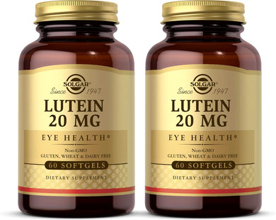 Solgar Lutein 20 Mg, 60 Softgels - 2 Pack - Supports Eye Health - Helps Filter Out Blue-Light - Contains Floraglo Lutein - Gluten Free, Dairy Free - 120 Total Servings