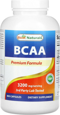 Best Naturals Bcaa Branch Chain Amino Acid, 3200Mg Per Serving, 400 Capsules - Pharmaceutical Grade - 100% Pure Instantized Formula | Pre/Post Workout Bodybuilding Supplement | Boost Muscle Growth
