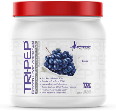 Metabolic Nutrition - Tripep - Tri-Peptide Branch Chain Amino Acid, Bcaa Powder, Pre Intra Post Workout Supplement, Grape, 400 Grams (40 Servings)