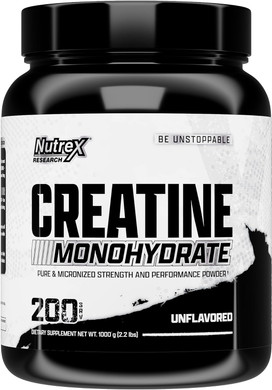 Nutrex Research Micronized Creatine Monohydrate Powder - 200 Servings (1KG) Pure, Unflavored Creatine Monohydrate Supplement for Muscle Gain, Strength and Performance, 5G Per Serv (2.2lbs)