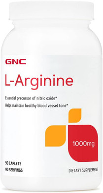 GNC L-Arginine 1000mg, 90 Caplets, Increases Nitric Oxide Production