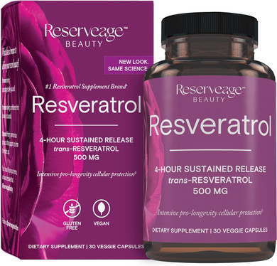 Reserveage Beauty, Resveratrol 500 mg, Antioxidant Supplement for Heart and Cellular Health, Supports Healthy Aging and Immune System, Paleo, Keto, 30 Capsules30 Count (Pack of 1)