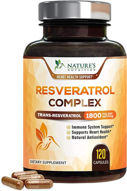 Resveratrol 1800mg Per Serving - Potent Antioxidants for Immune Support - Extra Strength Trans-Resveratrol Supplement Supports Healthy Aging & Heart Health - From Natural Polygonum Root - 120 Capsules120 Count (Pack of 1)