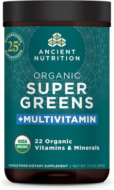 Ancient Nutrition Organic Supergreens And Multivitamin Powder With Probiotics, Made From Real Fruits, Vegetables And Herbs, For Digestive, Detoxification And Energy Support, 25 Servings