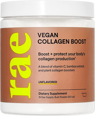 Rae Wellness Vegan Collagen Boost - Collagen Production + Glowing Skin Supplement with Vitamin C & Bamboo Extract - Plant Based Skin Support - 9.17 oz (15 Servings)